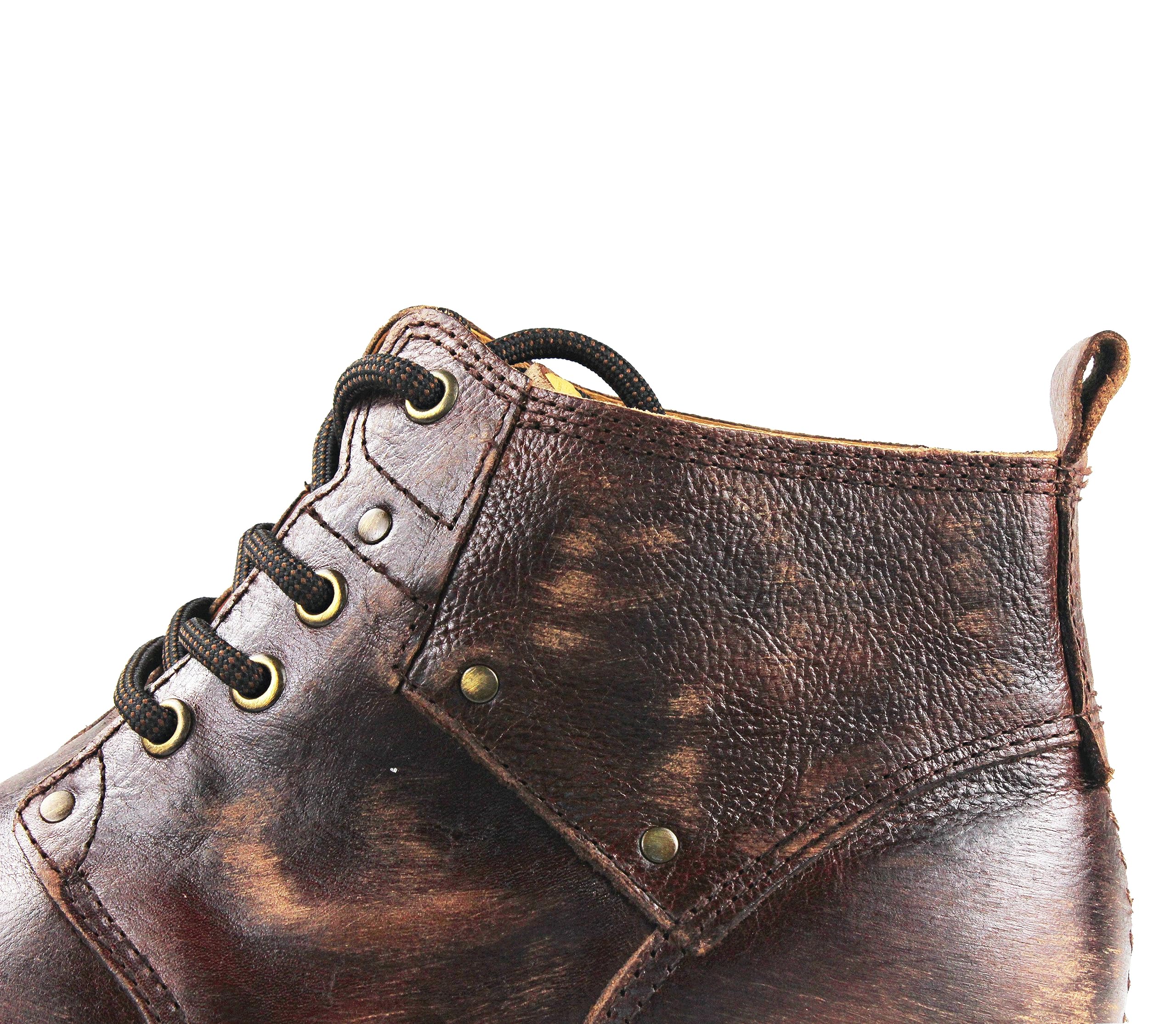 OSSTONE Herren Leder chukkastiefel Worker Biker Boots-Motorrad-Leder-Schuhe für Schnürstiefeletten Boots OS-6015-1-A-R