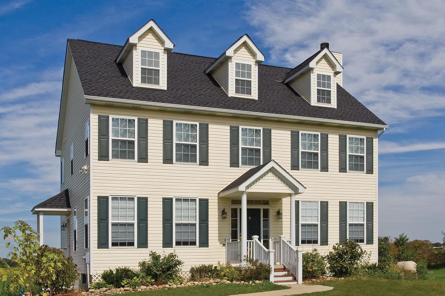 Mid America Raised Panel Vinyl Shutters (1 Pair) - 14.75 x 59 028 Forest Green