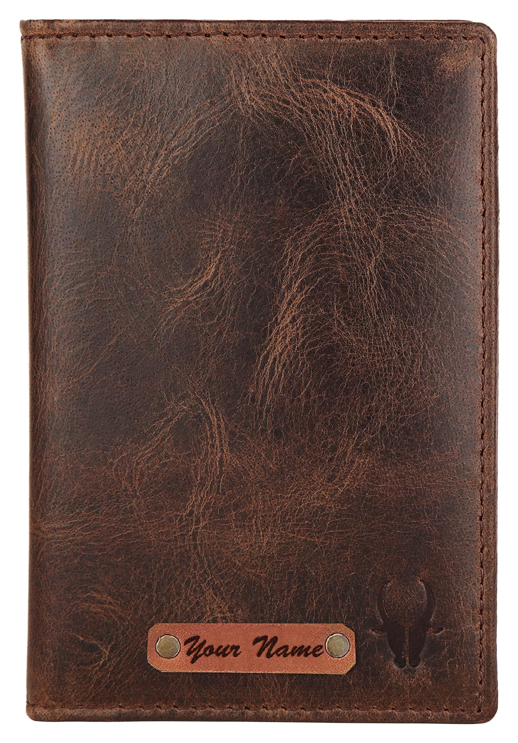 Customizable Leather Passport Cover/Case for Gifting | Engrave with Your Name, Company Name or Initials (Brown Crunch)-image-21
