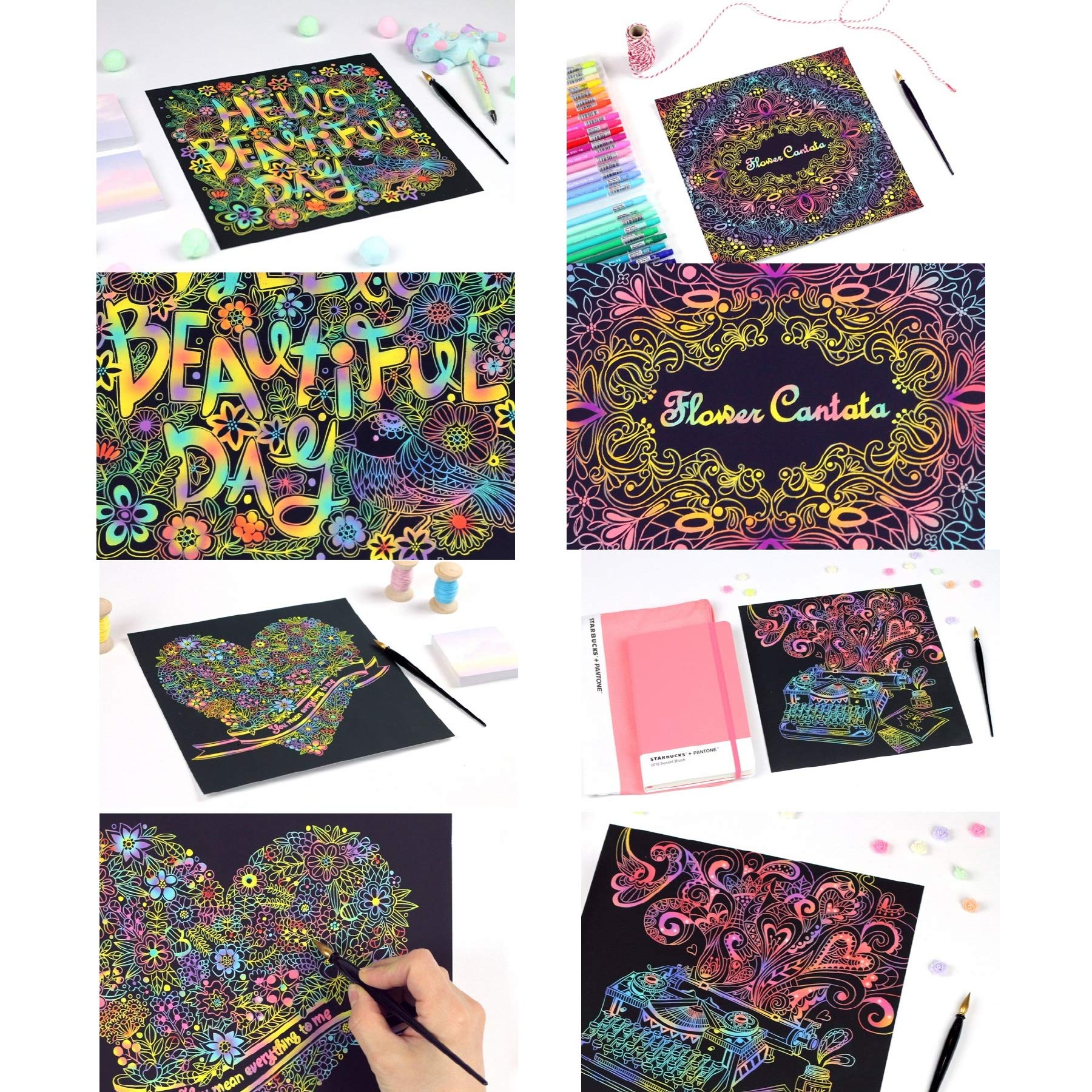 Beautiful Day The Message Scratch Book Art Therapy (Pen Included) for Adults Relaxation