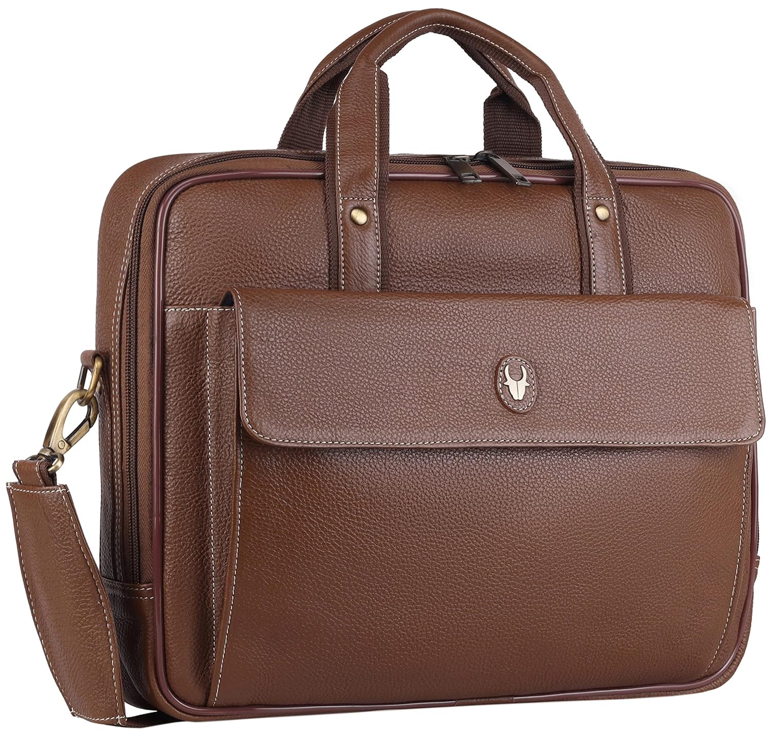 WildHorn Classic Leather Laptop Messenger Bag for Men I Padded Laptop Compartment I Carry Handles with Adjustable Strap WildHorn Classic Leather Laptop Messenger Bag for Men I Padded Laptop Compartment I Carry Handles with Adjustable Strap