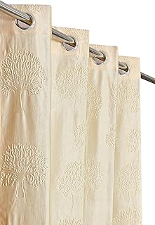 Galaxy Home Decor Embossed Tree Punching Fabric Curtains for Window 5 Feet, Pack of 1, Cream Price In India