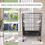 Mobiclinic® Pets, Bird Cage, NINFA, Transport Wheels, Brakes, Top Opening, Removable Tray, 8 Doors, Large Size, 95 x 43 x 61.5 cm, Feeders, Drinks, Rest Hangers - 8