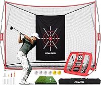 ZEALFEEL 10x7ft Golf Hitting Net with Chipping Net, Foldable Mat, 3 Targets, Tees, Balls & Carry Bag - Backyard Indoor Outdoor Practice