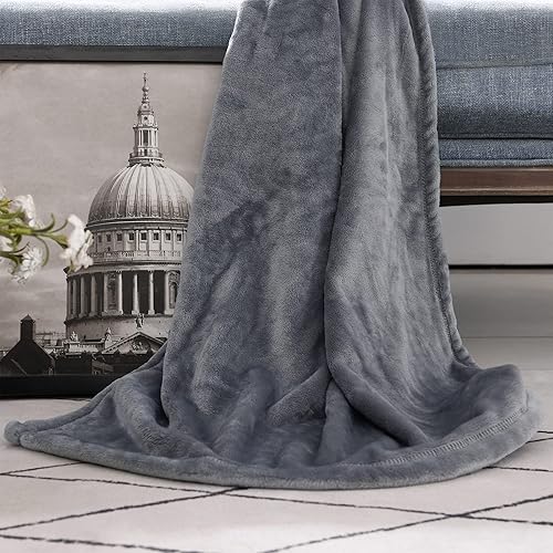 Miniatura 3 de LUSHLEAF Manta de franela de forro polar, súper suave y ligera, para sofá, gris, 50 x 60 pulgadas