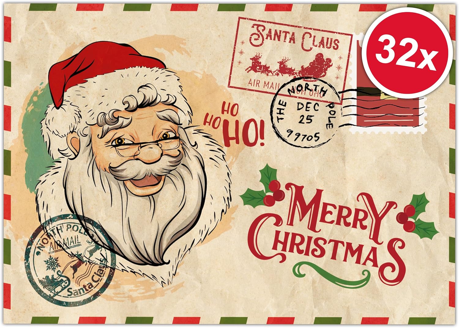 Weihnachtskarten Set 32 Stück A6 - Verschiedene Motive Mit Sprüchen