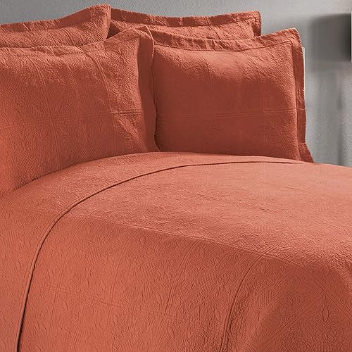 Miniatura 2 de C&F Home Terra Cotta FullQueen - Colcha de Matelassé liso, ligera, 100% algodón, lavable a máquina, reversible, tamaño matrimonialqueen, terracota