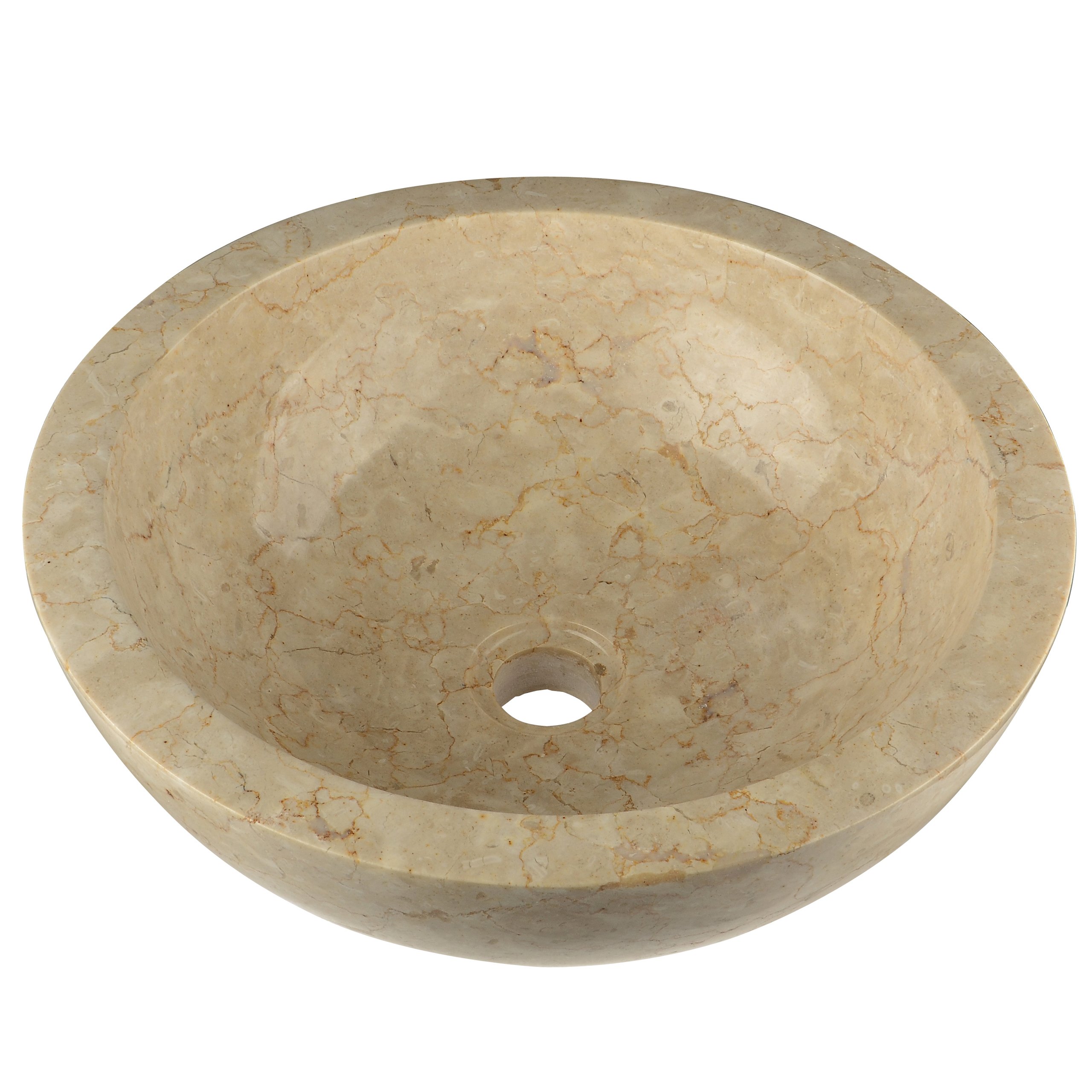 Divero Aufsatz-Waschbecken Bologna Handwaschbecken Waschschale Marmor Natur-Stein poliert rund beige Sand