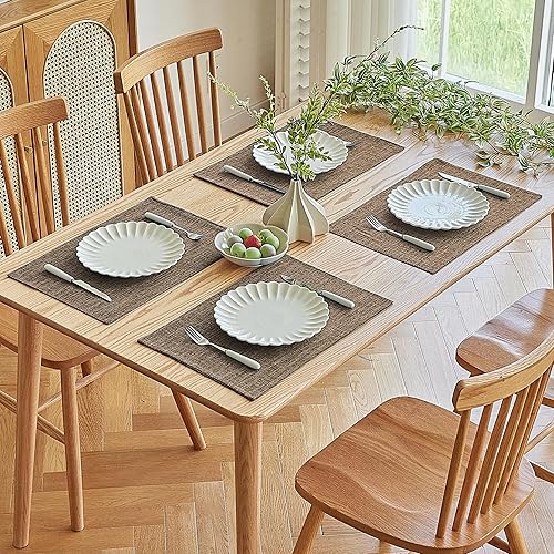 Miniatura 7 de Softalker Juego de manteles individuales de otoño de lino sintético de 6 a 12 x 18 pulgadas, resistentes al calor, de doble capa, duraderos, de