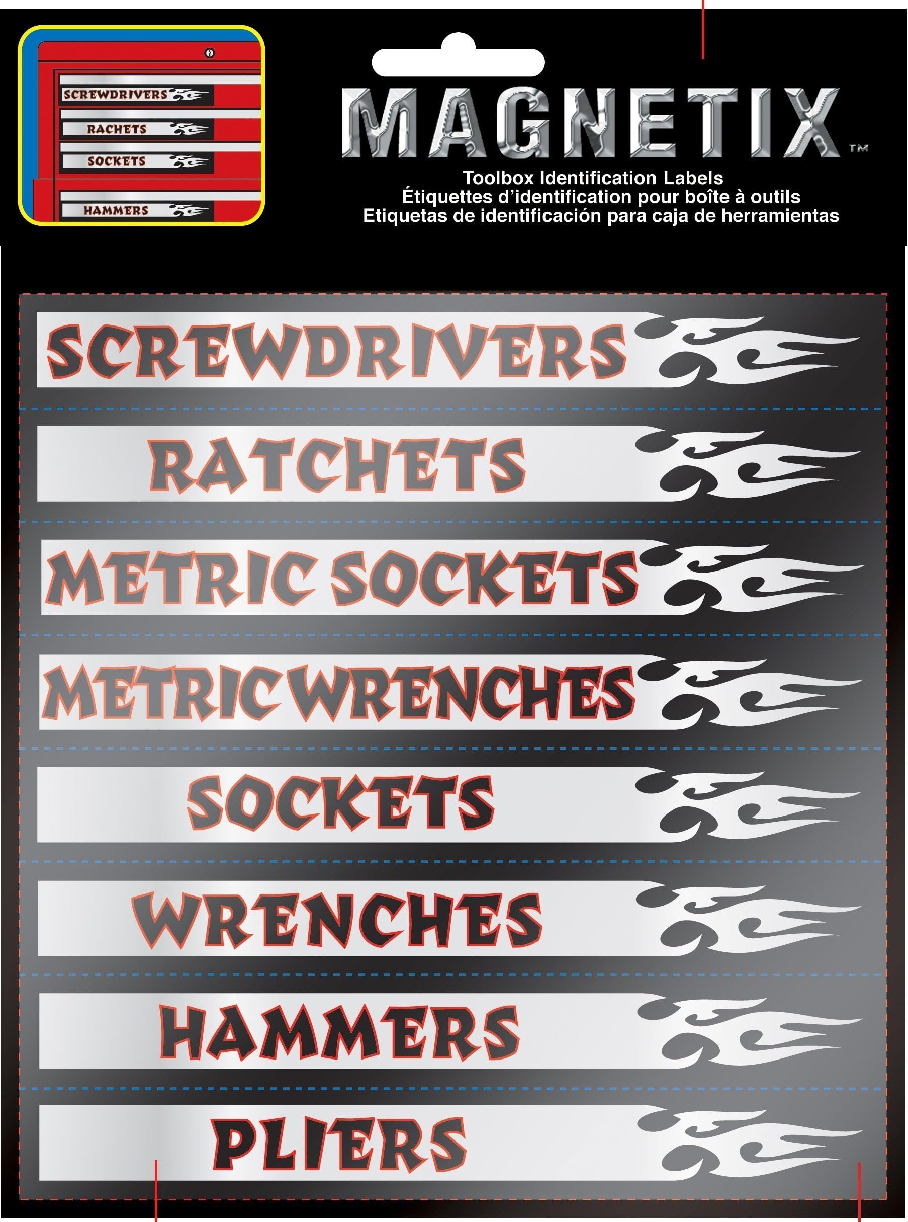 Chroma Graphics 9025 Magnetix Black/Red/Silver 6" x 8" Toolbox Identification Label Kit