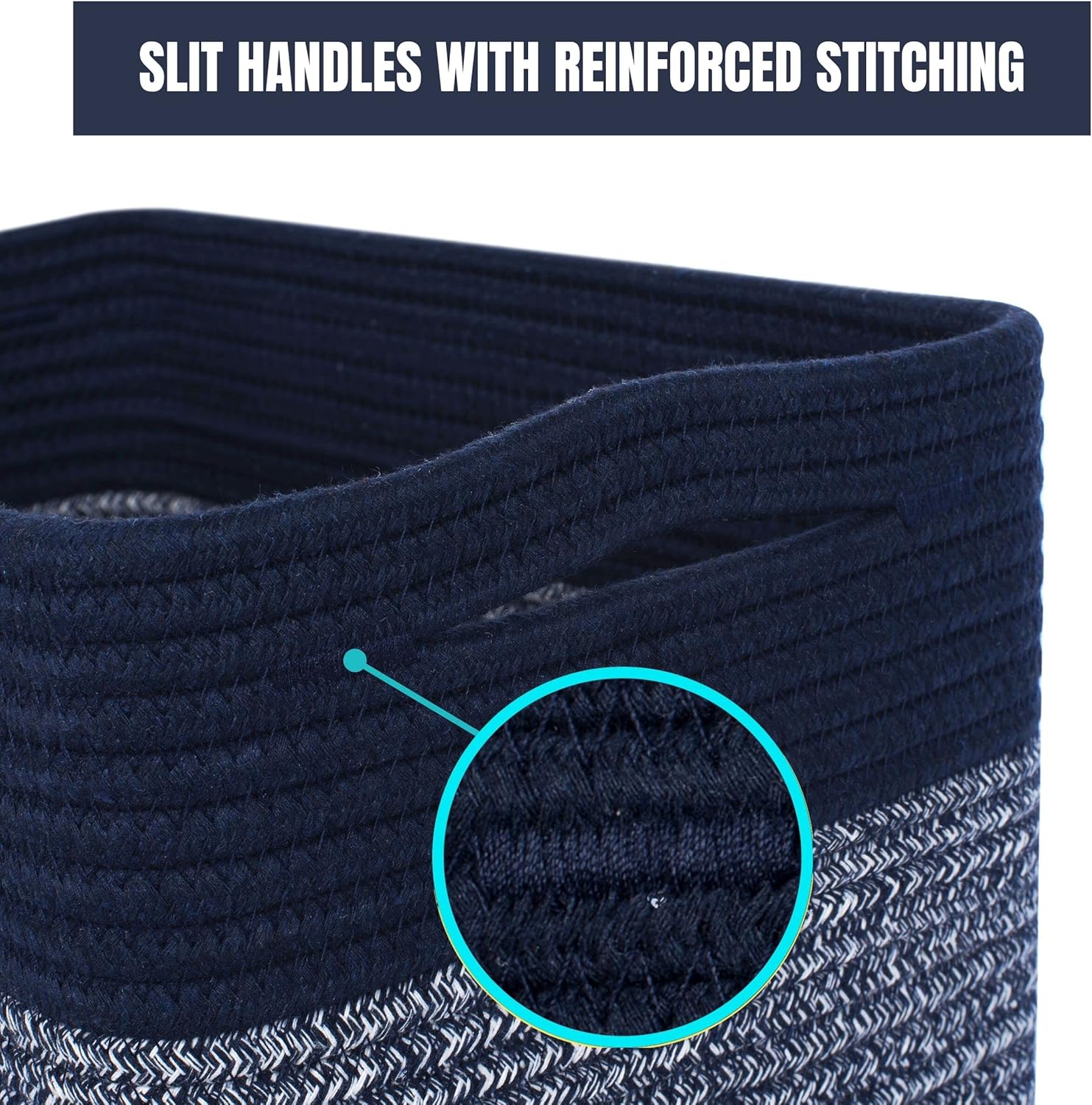 MINTWOOD Design 3-Pack Storage Baskets for Shelves, Playroom and Classroom, Book Basket, Decorative Storage Cube Bins, Woven Closet Organizers, Pantry and Shoe Organizer, Navy Blue - Image 8