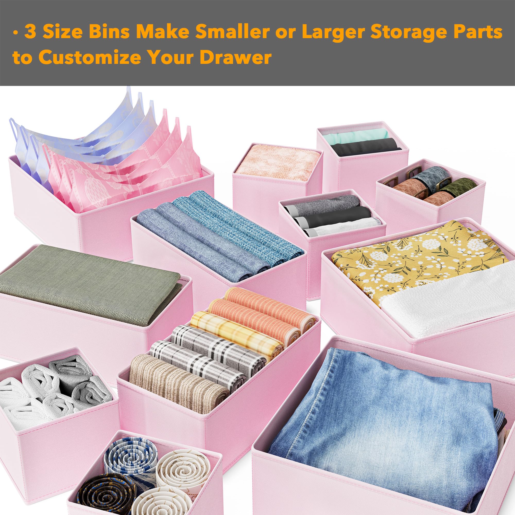 SpaceAid Organizador de cajones para ropa, juego de 12 organizadores de cajones para guardería, organizador de armario y separadores de almacenamiento para ropa, ropa de bebé, ropa interior