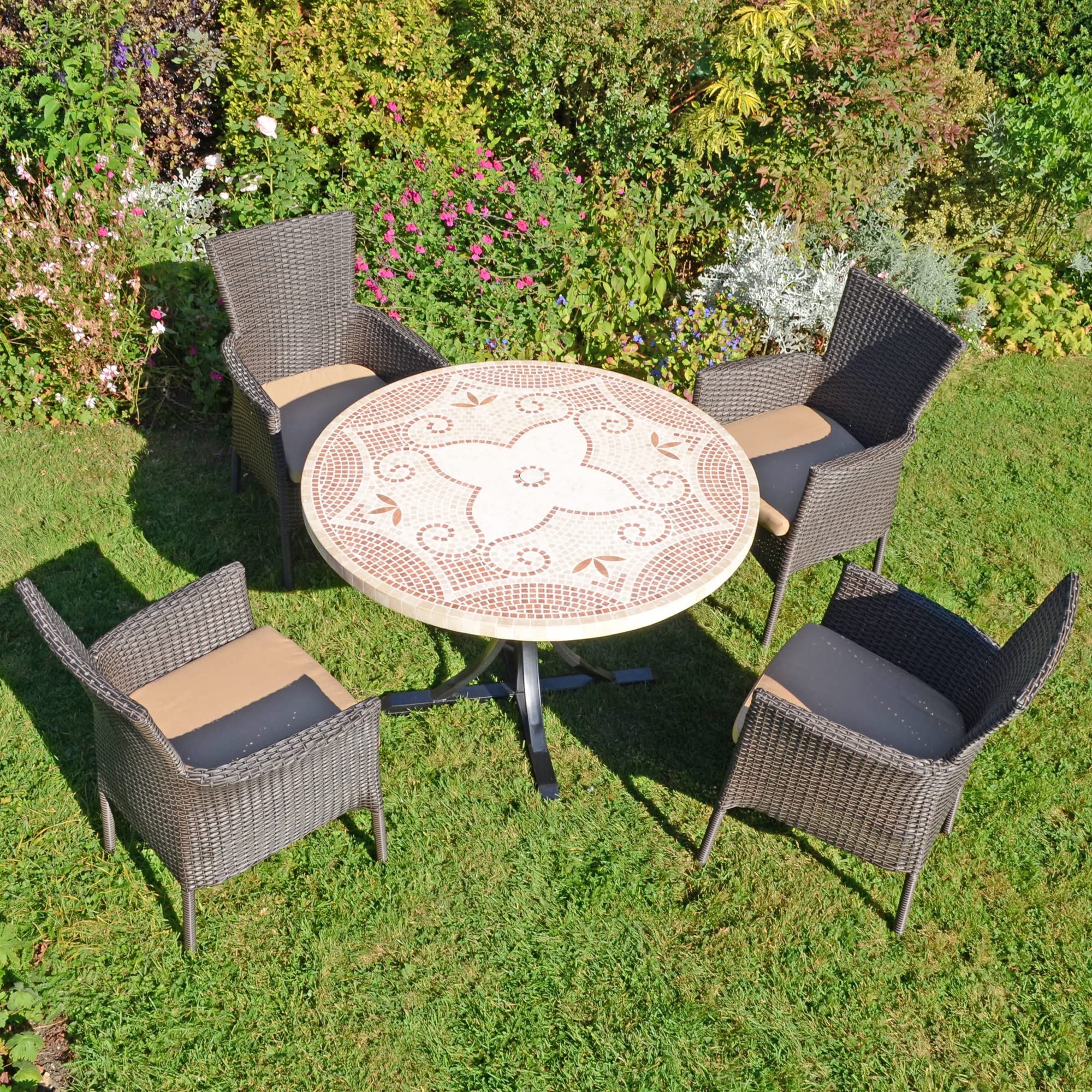 PROVENCE Dining Table with 4 STOCKHOLM Brown Chairs Set