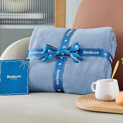 Miniatura 8 de Bedsure Mantas de forro polar, tamaño individual, color azul claro, 10.58 ozm, ligeras, mullidas, acogedoras, suaves, para cama, sofá, viajes,