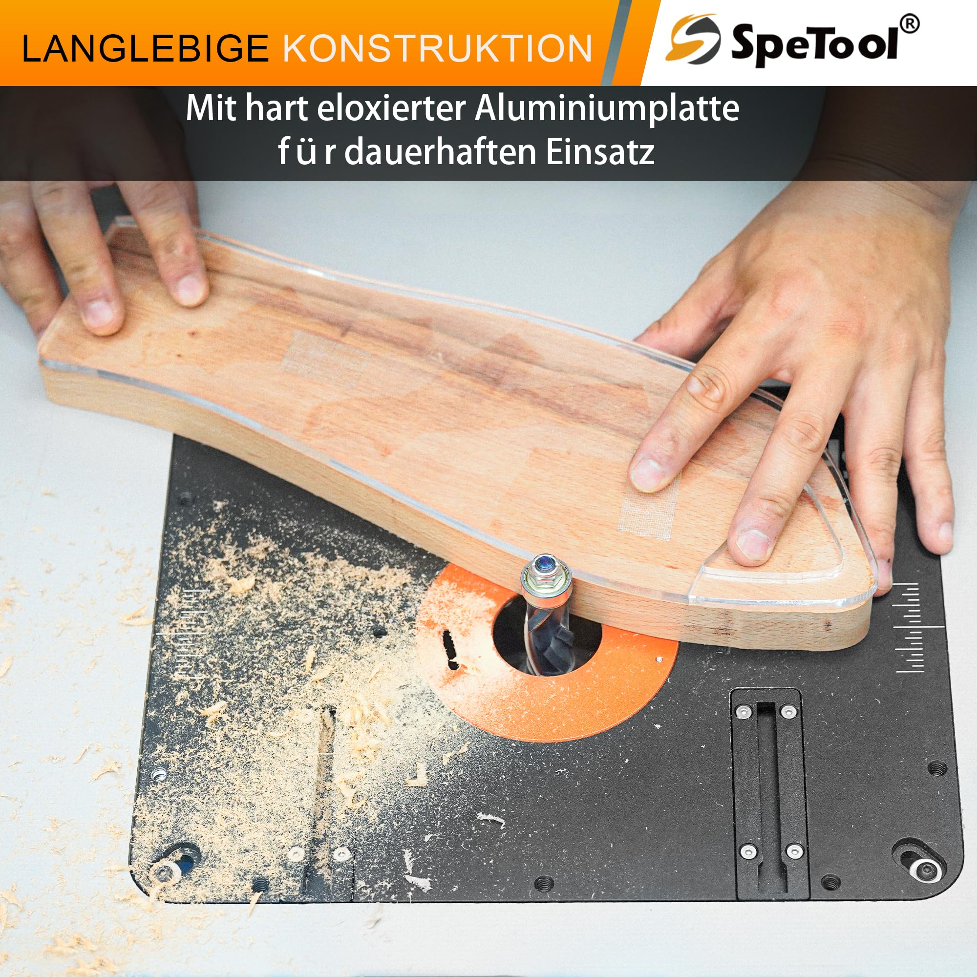 SpeTool Sollevatore per fresatura superiore con diametro da 65 mm a 107 mm, sollevatore superiore in alluminio con stencil fai da te e 3 anelli magnetici, 9-1/4" x 11-3/4" per la lavorazione del legno