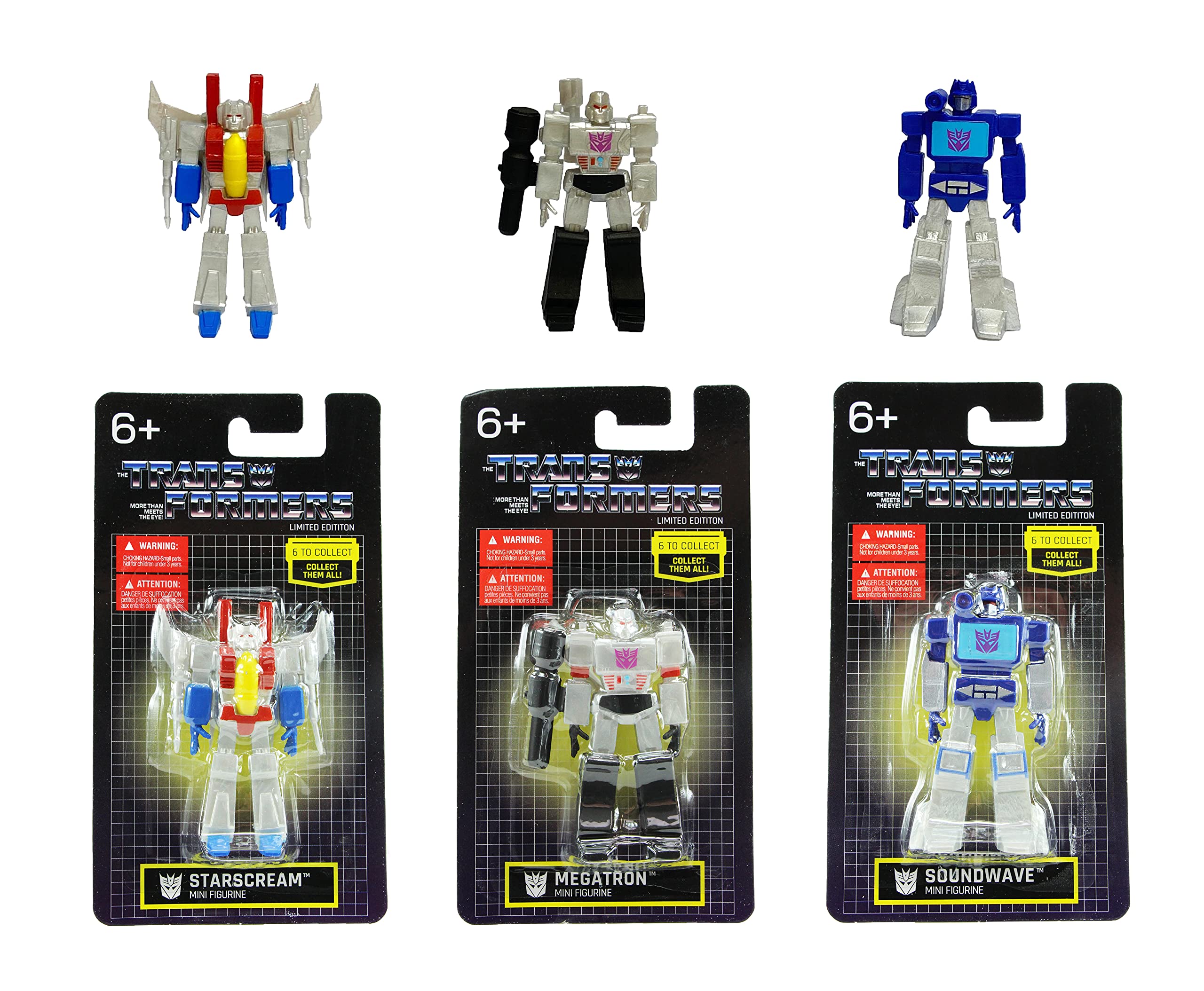 Limited Edition Transformers 2.5" Mini Figures - Decepticons Starscream, Megatron & Soundwave Set of 3