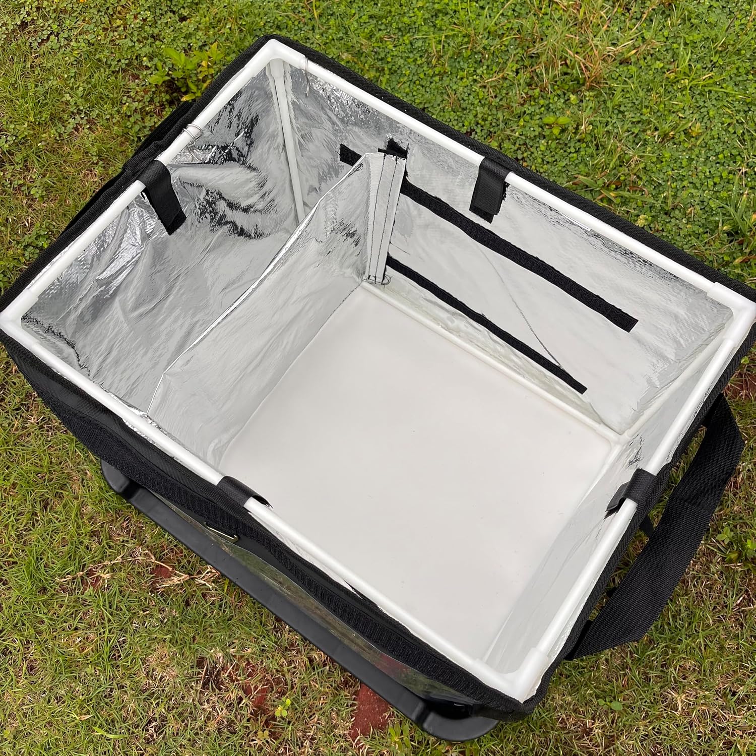52L Insulated Pizza Food Delivery Box with Rear Plastic Rack for Motorcycle Delivery Drivers, Black