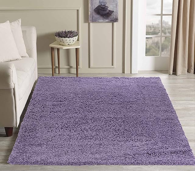 Serdim Rugs Living Room Shaggy Area Rugs LILAC 80x150cm(2'6"x5'0)