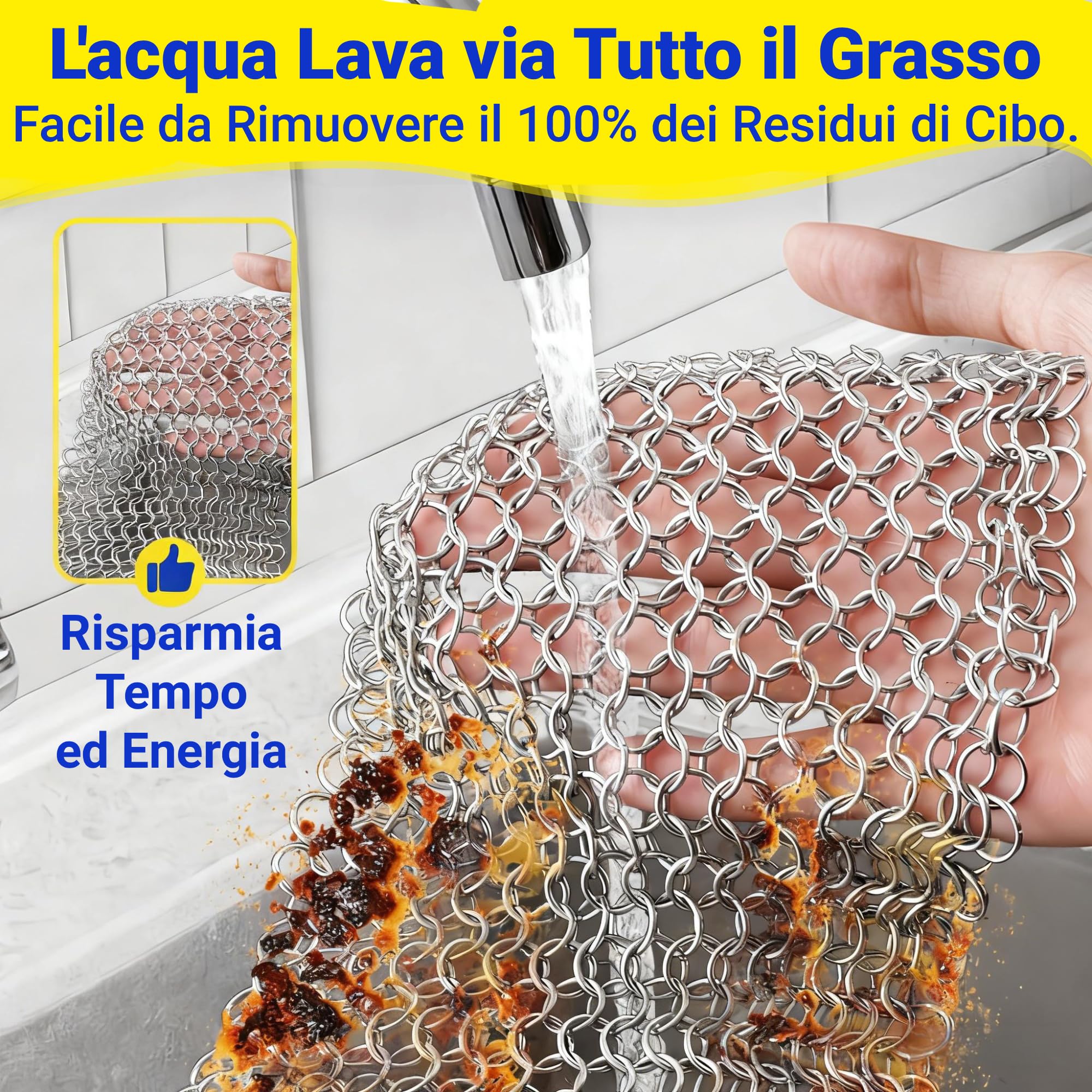 Amagabeli - Pulitore per ferro da giardino, in acciaio inox, 316L, per padelle in ghisa, forni olandesi, padelle in ghisa, griglia, griglia, padella 20,9 x 15,2 cm