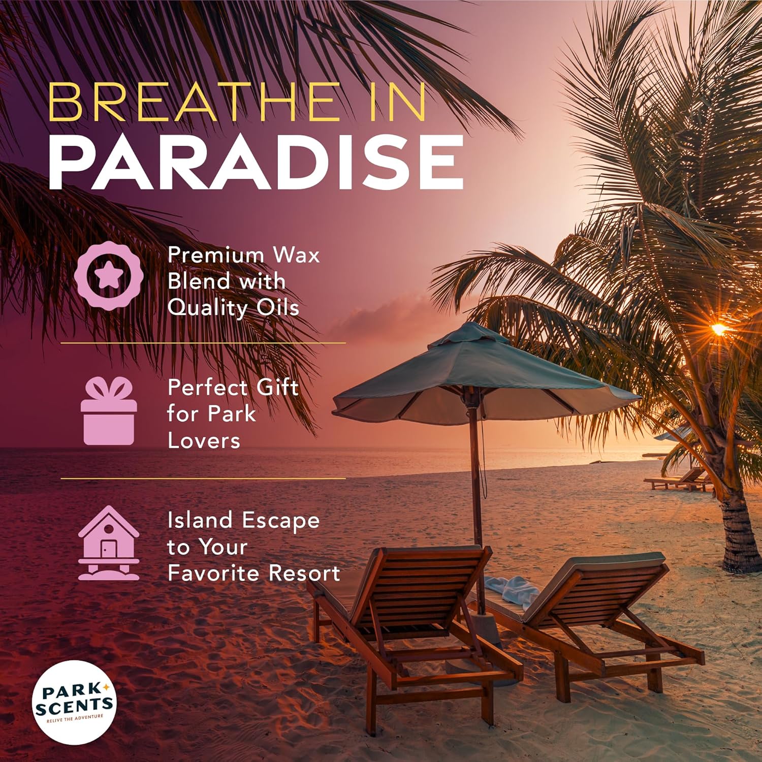 Park Scents Aloha – Hawaii Resort Theme Park Luxury Hotel Candle – Coconut, Pineapple, Tropical Florals & Vanilla – Vegan Soy Wax Candles – Birthday Gifts for Women, Hostess, Sister (16 oz. Glass Jar)