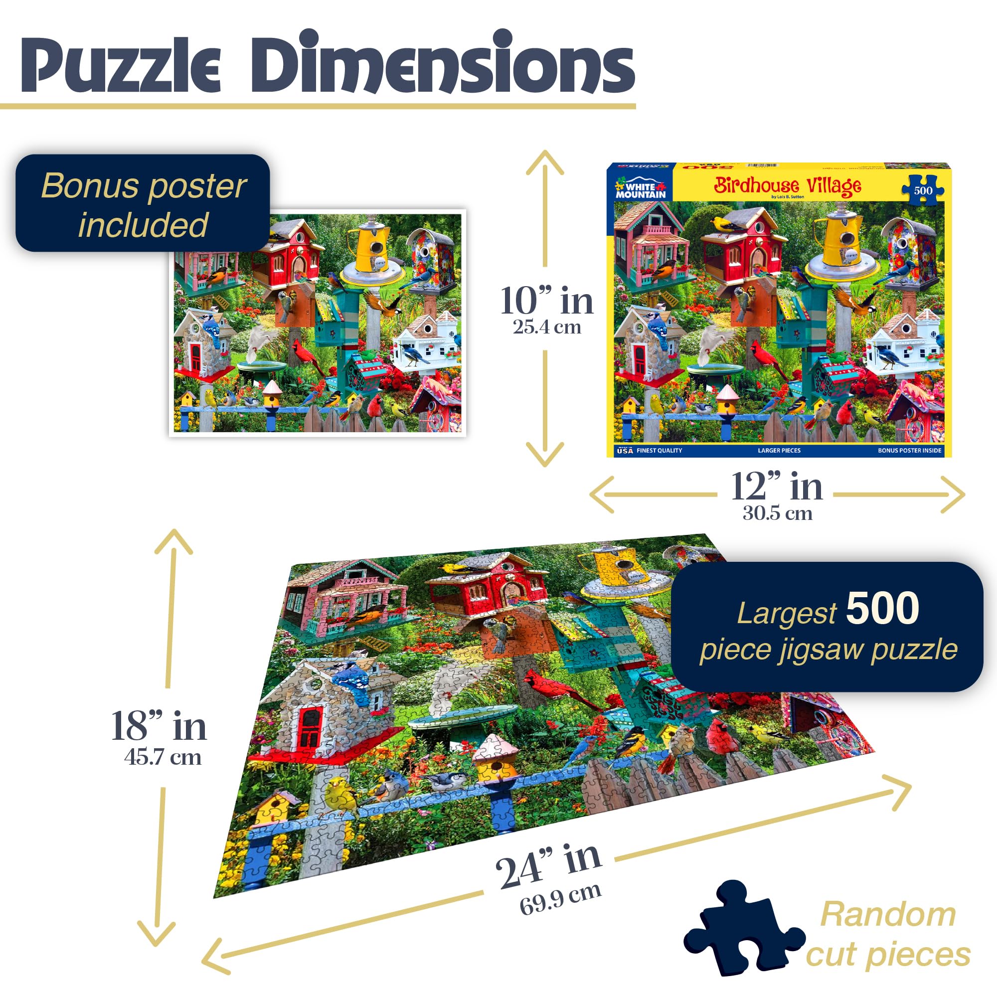 Amazon.com: White Mountain Puzzles Birdhouse Village - 500 Piece