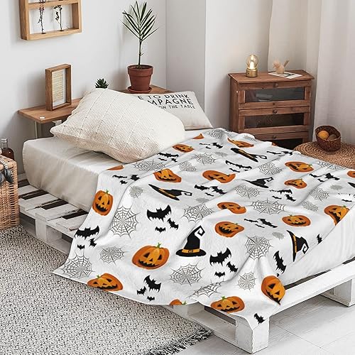 Miniatura 7 de Manta de Halloween embrujada, manta suave para sofá, cama, lujosa, cálida y acogedora para todas las estaciones (manta encantada)