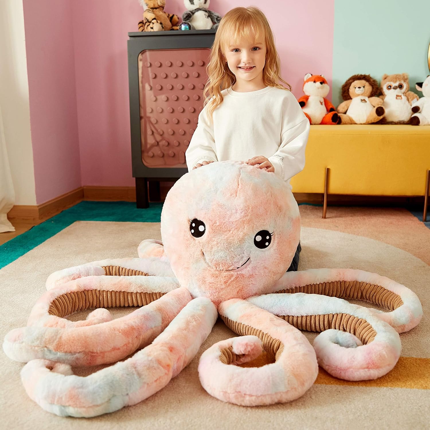 IKASA Giant Octopus Stuffed Animal Jumbo Plush Toy,30" Soft Toys Large Cute Huge Kawaii Fluffy Big Size Fat Oversized Plushie,Gifts for Kids