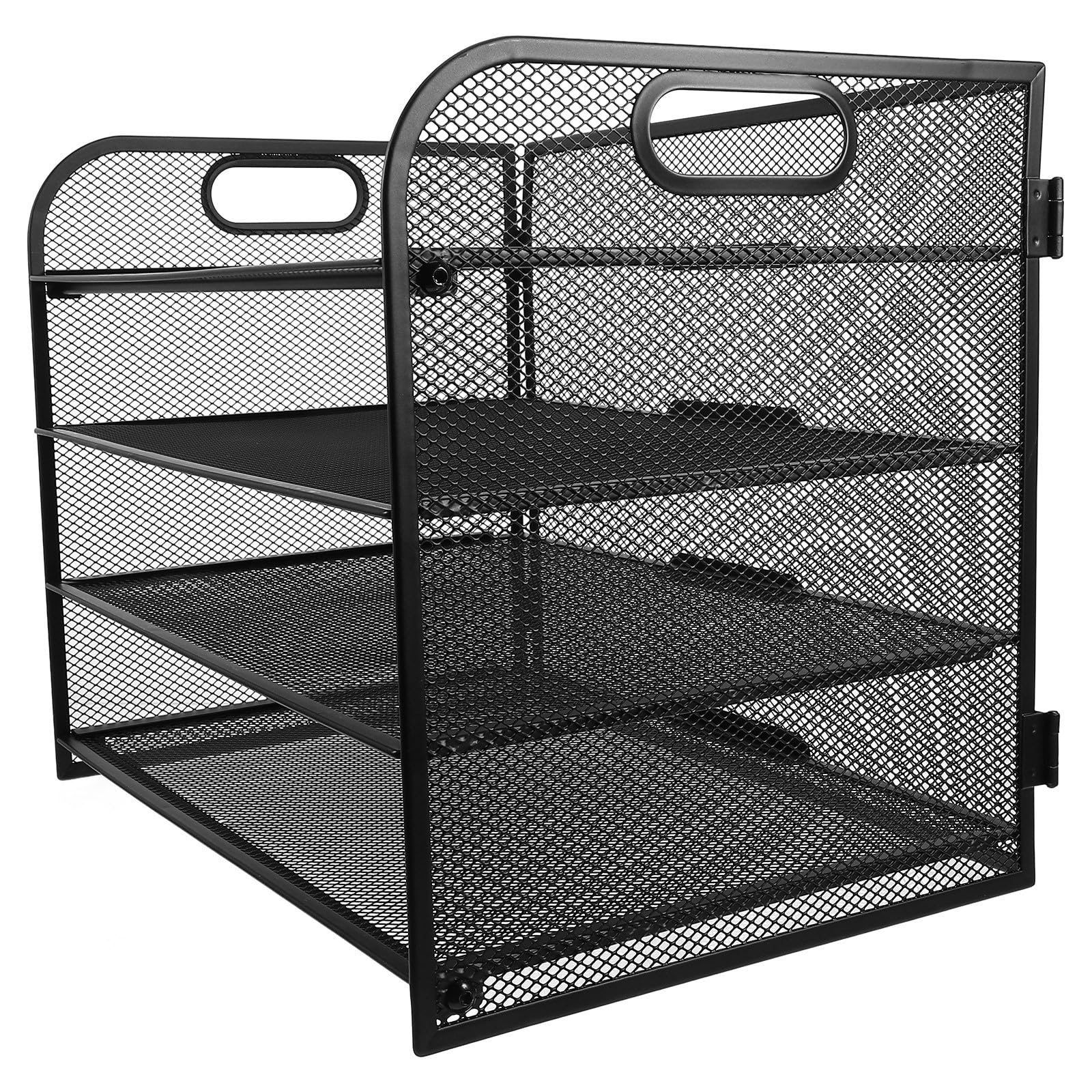 Organizer Documenti in Metallo a 4 Livelli Maniglia per Scrivania, per Insegnanti e Ufficio per Organizzare Documenti e Forniture