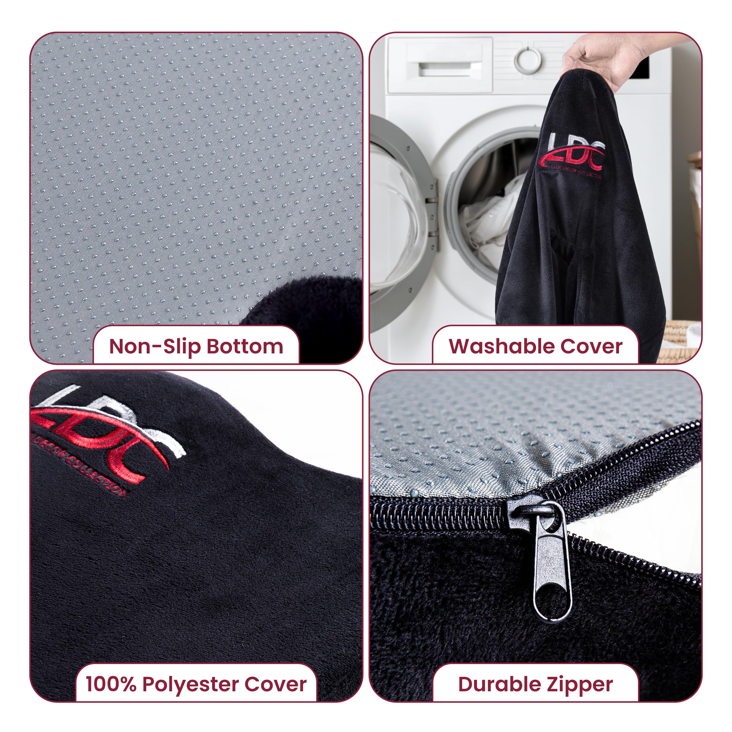 LUX Decor Collection Cojín para silla de oficina, para alivio de la presión del dolor de coxis, espalda y ciática, cojín de asiento de coche para conducir, juegos, gel de alta calidad + balancín listo