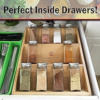 Vista 2 de Fourth House Bamboo Spice Rack for Drawer or Countertop - Spice Organizer Holder for Kitchen Spices