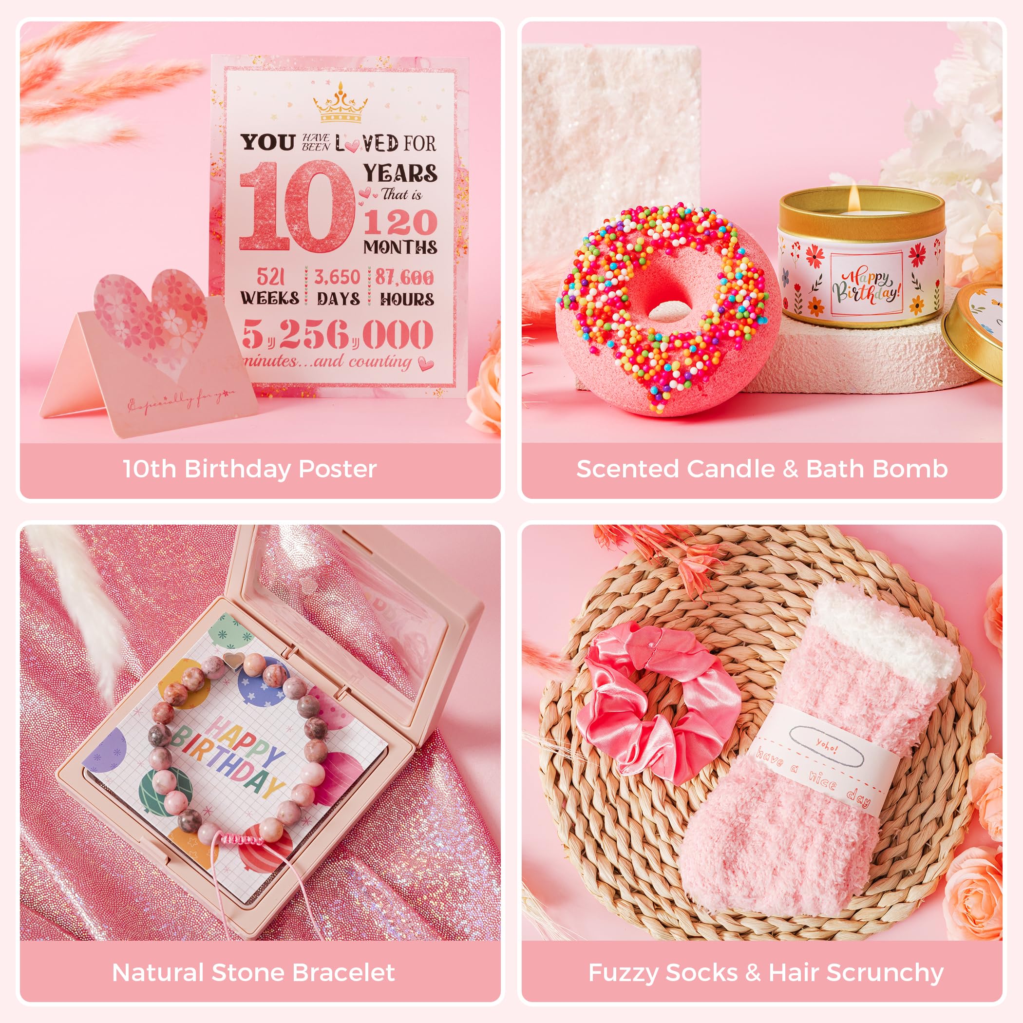 10th Birthday Gifts for Girls,Best Gifts Basket Presents Ideas for Turning 10 Year Old Girls,Happy Sweet 10th Birthday Pamper Hamper Box Kit for Sister Daughter Granddaughter Niece Teenage Teen Her — view 7