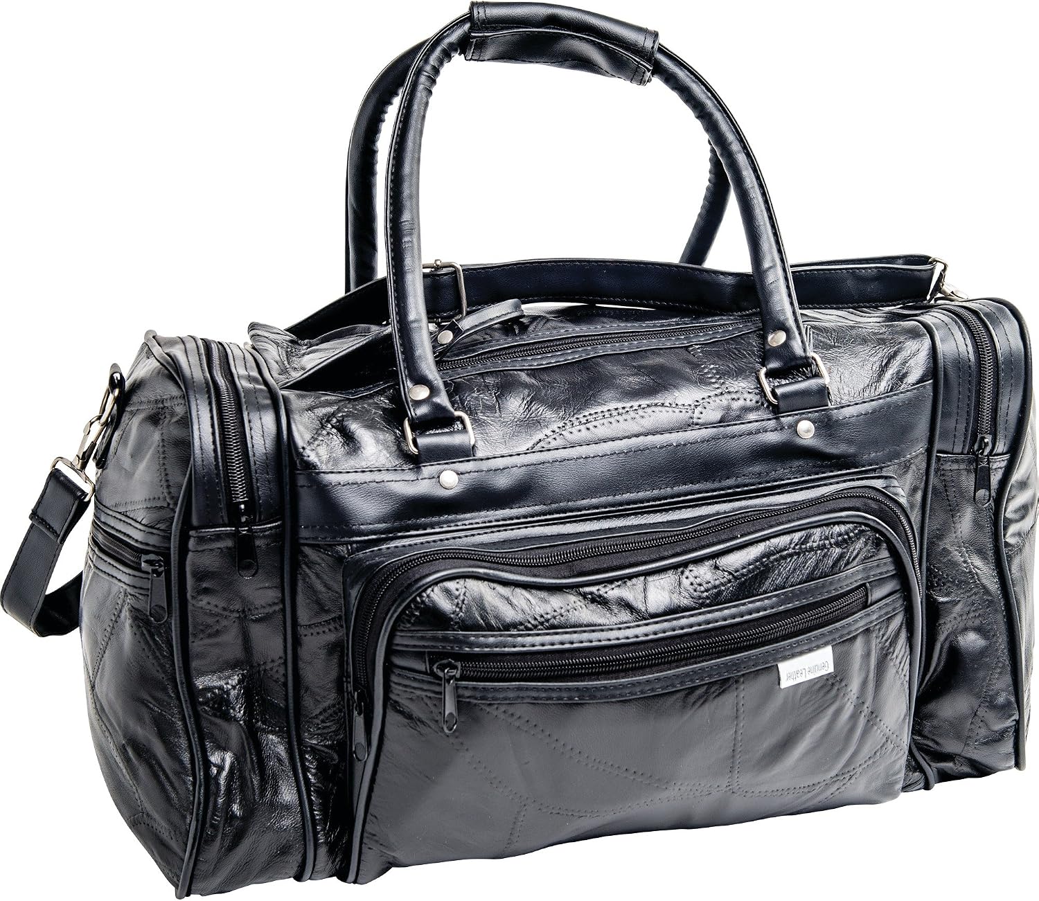 Maxam 18" Leather Tote Barrel Bag
