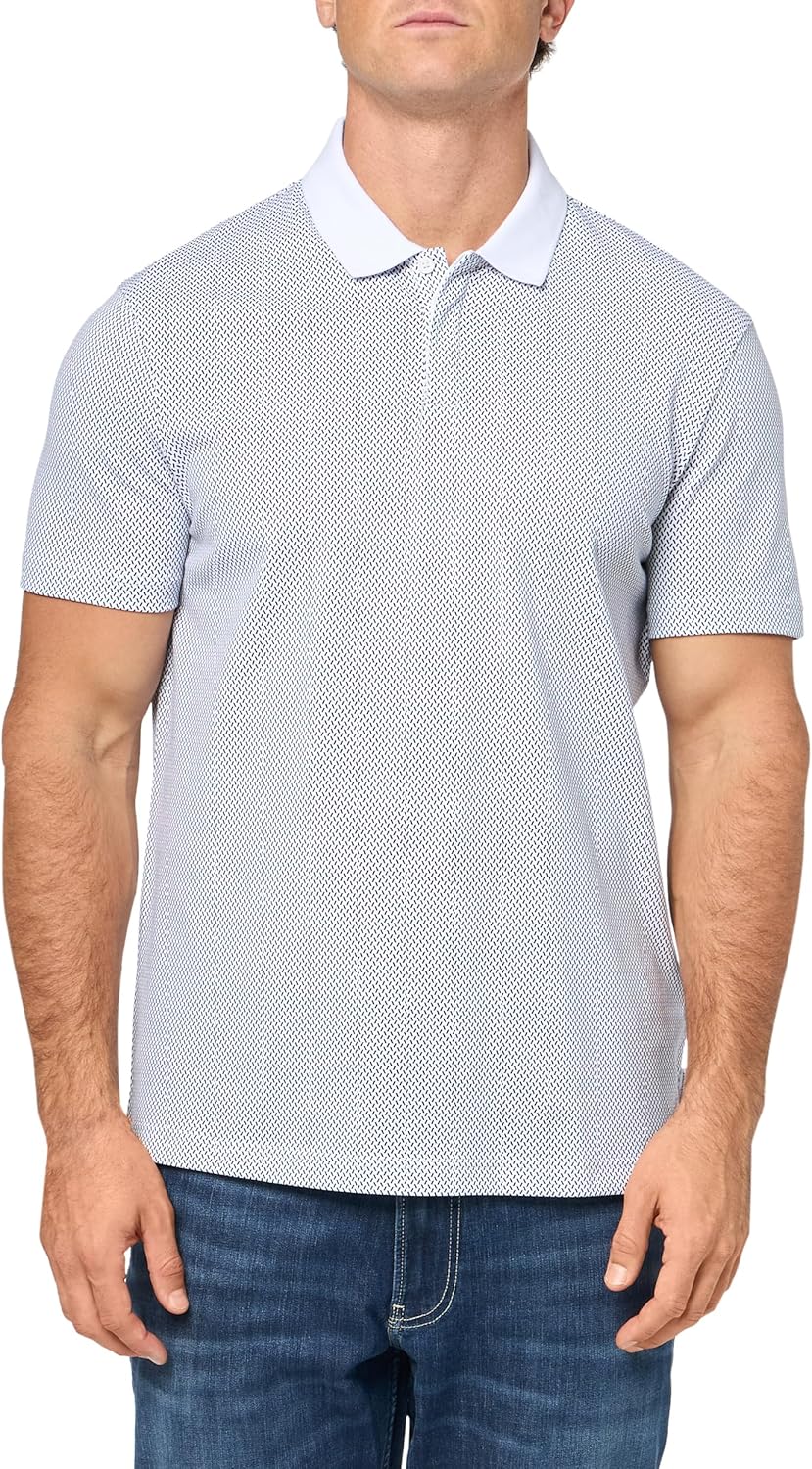 Armani Exchange Mens Regular Fit Printed All Over Pique Polo