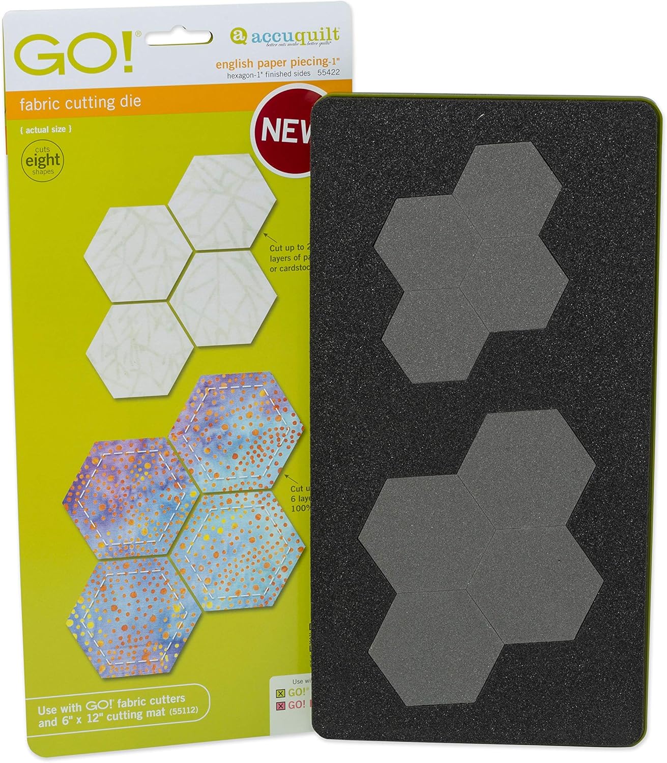 Accuquilt 55422 English Paper Punch Piecing Hexagon 1 Inch / 2.5 CM Finished Sides
