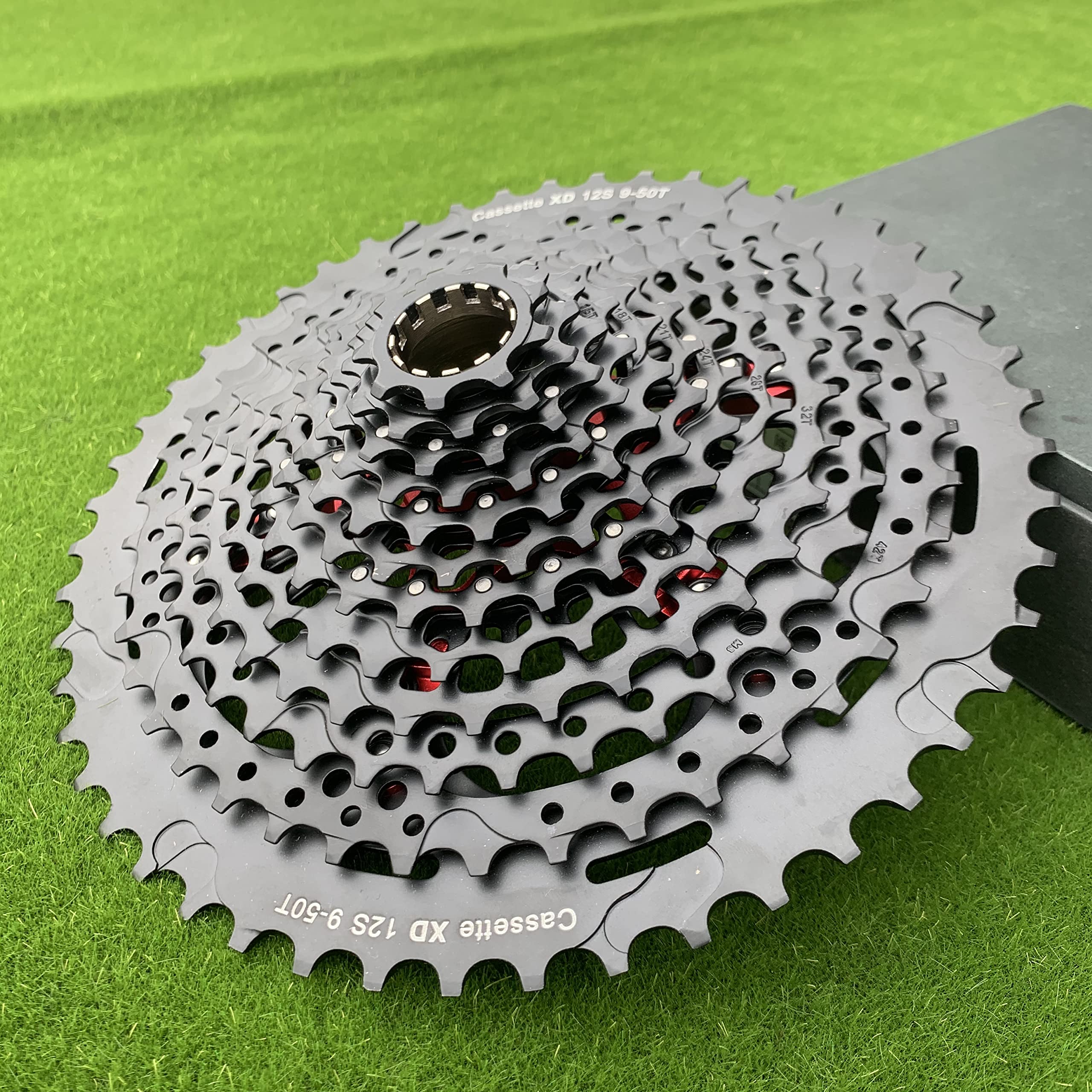 GERRIT PiñOn Bicicleta Cassette de Bicicleta MTB de 12 velocidades 12S 9-50T Compatible con Cassette Negro de Cuerpo 540g Rueda Libre de piñón PiñOnes Bicicleta MontañA