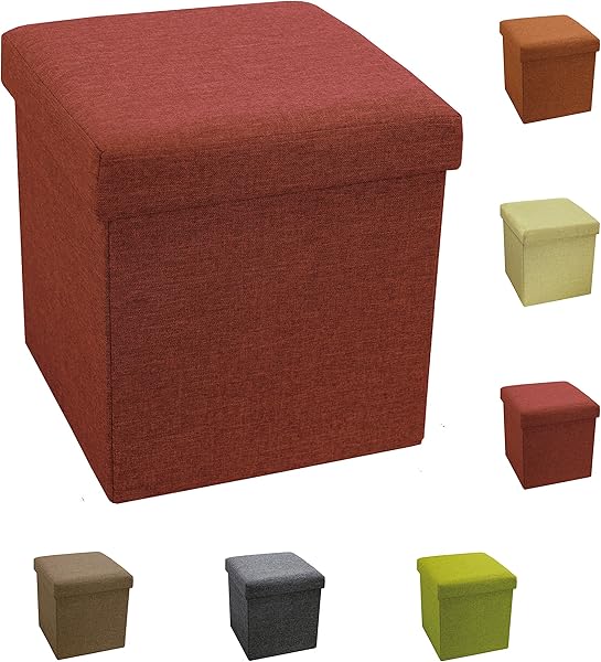 Tata Home Pouf Puff Contenitore in poliestere Bordeaux