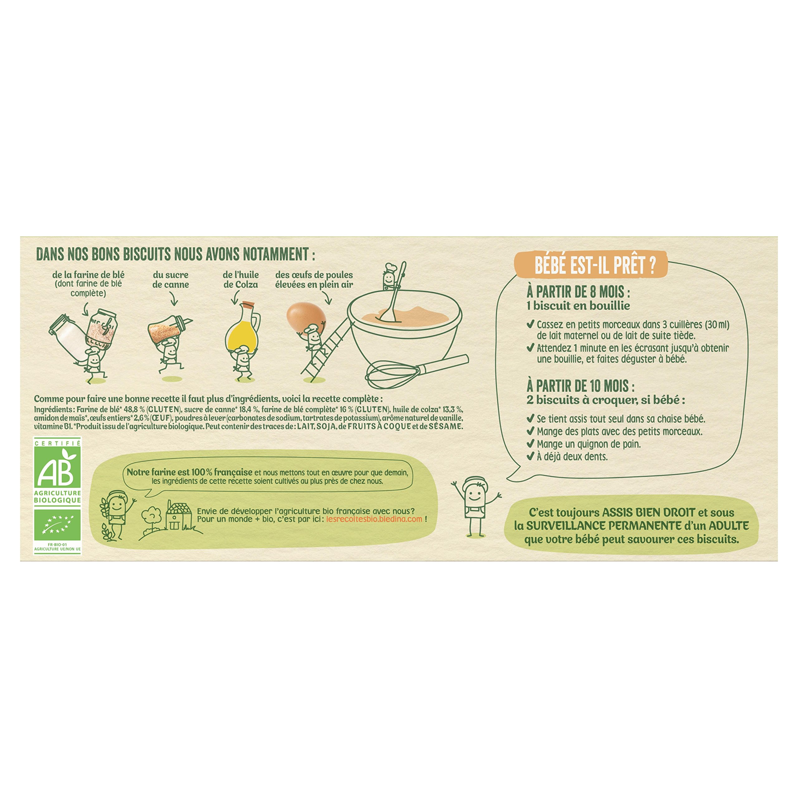 Blédina Les Récoltes Bio Mon Premier Biscuit Bio Nature (Pack de 14)