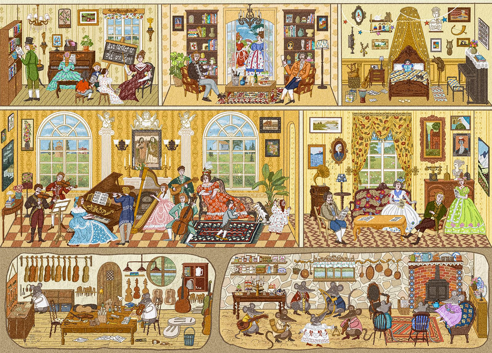 House Concert Jigsaw Puzzles for Adults 1000 Jigsaws Victorian Style Whimsical Concert 1000 Piece Jigsaw Puzzles for Adults โ image 1