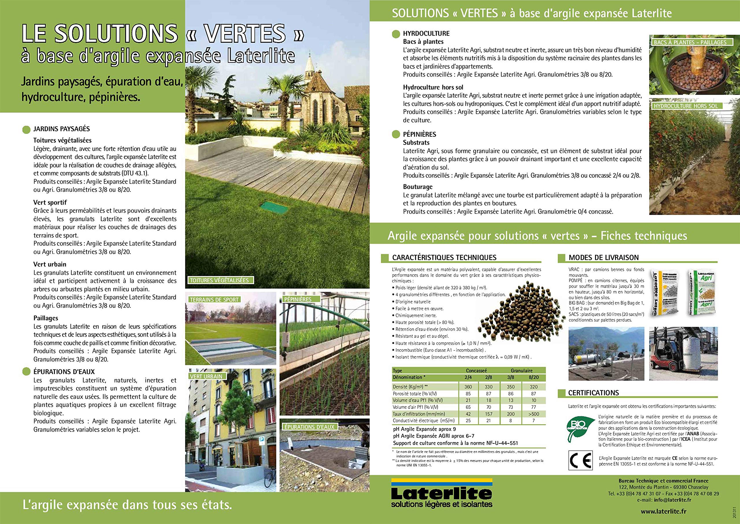 DMS Laterlite - Billes d’Argile de 3 à 8 mm – A Forte Rétention d’Eau – Spécial Jardinage - Sac de 50 litres