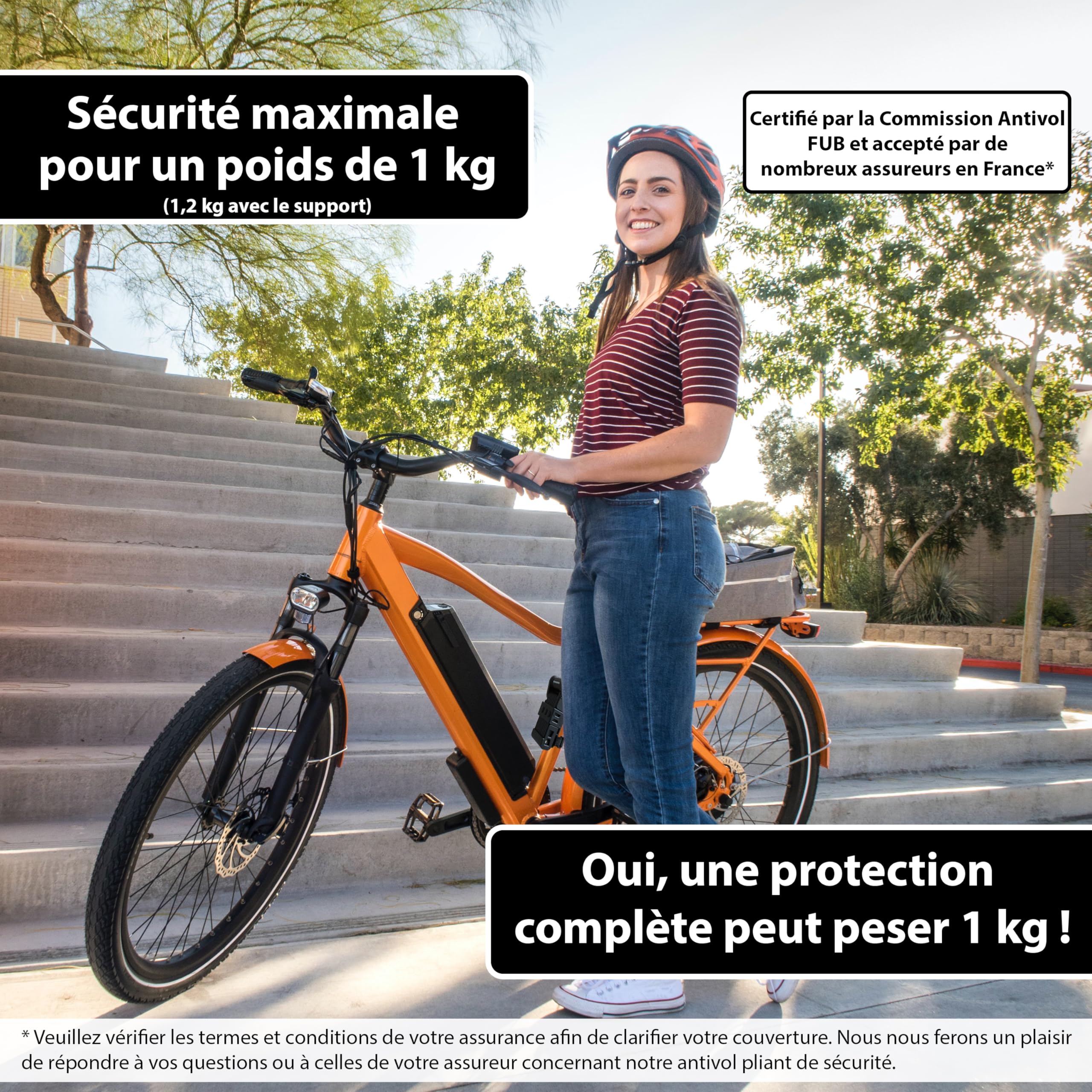 KOHLBURG Antivol pliable vélo 89cm – FUB 2 Roues – sécurité maximale à 1kg | Antivol vélo avec support – très sûr comme antivol trottinette & eBike vélo sécurisé – anti vol velo electrique homologué
