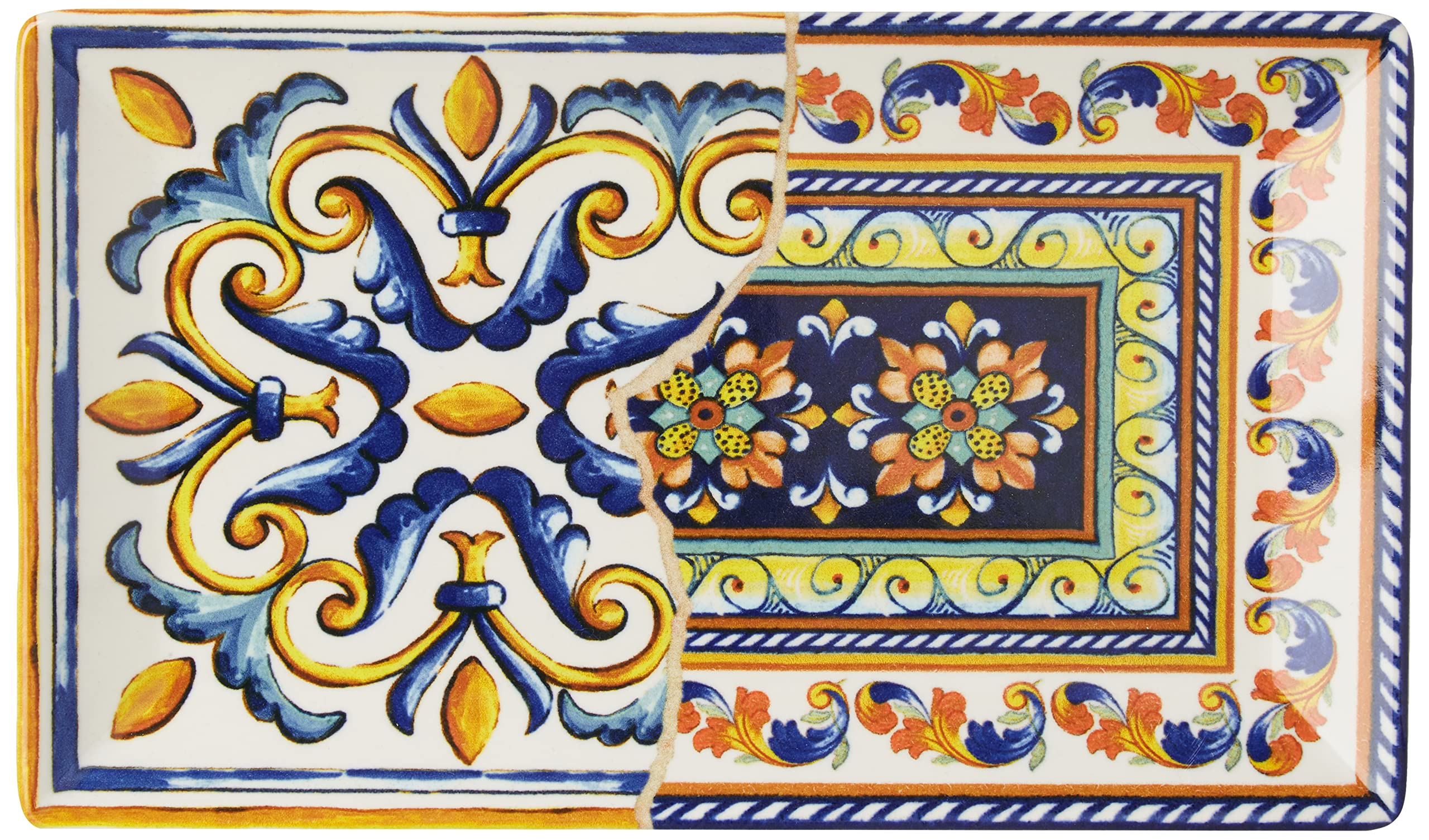 H&H Positano Juego 6 Platos Rectangulares Cerámica 25x15 Cm