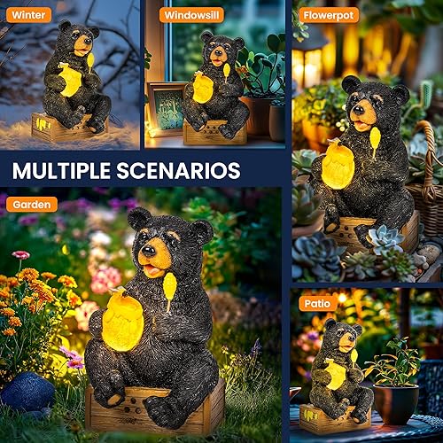 Miniatura 17 de GIGALUMI Estatuas solares de jardín de 11.5 pulgadas, figuras de tortuga, luces para decoración de jardín exterior, decoraciones de patio, regalos