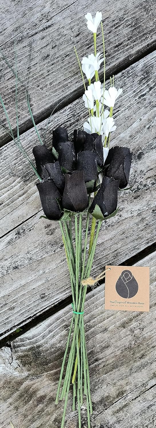 Halloween All Black Gothic Flower Bouquet Closed Bud (1 Dozen)