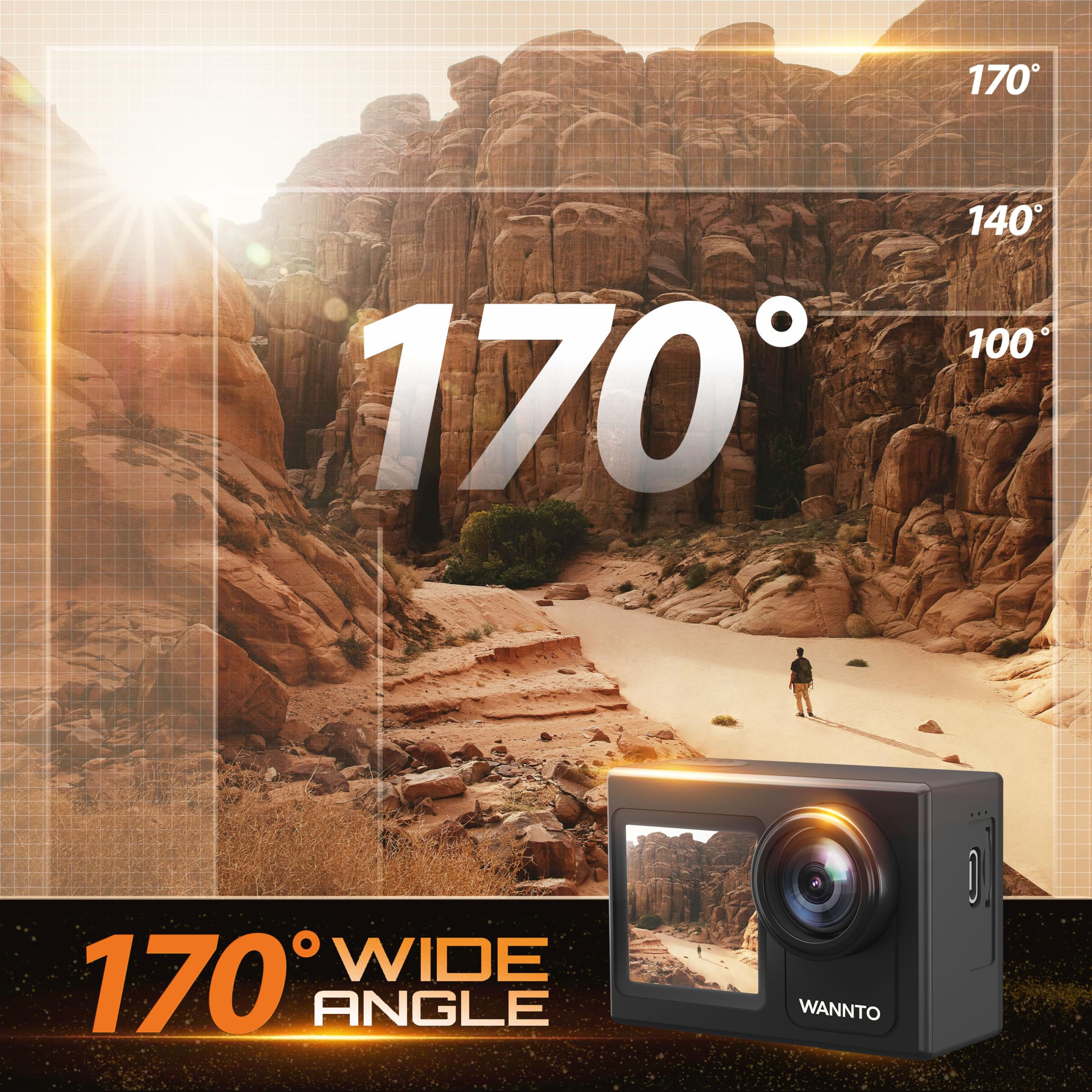 Action Cam 5K 24MP Motion 5 Pro 40M Unterwasserkamera Ultra HD Touchscreen 170 ° Weitwinkel, EIS Stabilisierung mit Externem Mikrofon 64GB U3 Speicherkarte