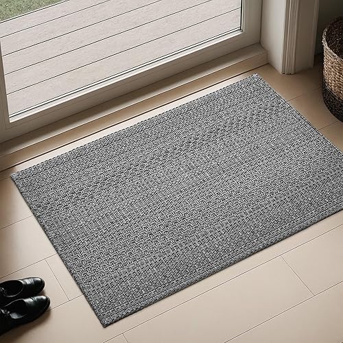 Tapete para puerta de entrada interior, 2 x 3 pies, lavable a máquina, bohemio, antideslizante, diseño vintage, apto para mascotas, fibra sintética