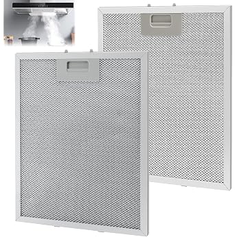 Pack of 2 Cooker Hood Filter Metal 32 x 26 cm Metal Filter Cooker Hood Aluminium Metal Grease Filter for Cooker Hoods Metal Grease Filter Metal Mesh Filter Cooker Hood Filter 12 mm Clip