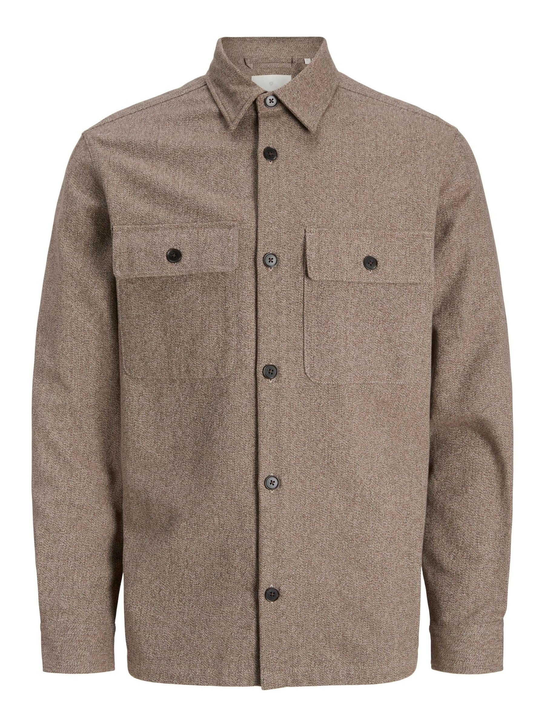 Overshirt JACK & JONES en maille solide manches longues style décontracté