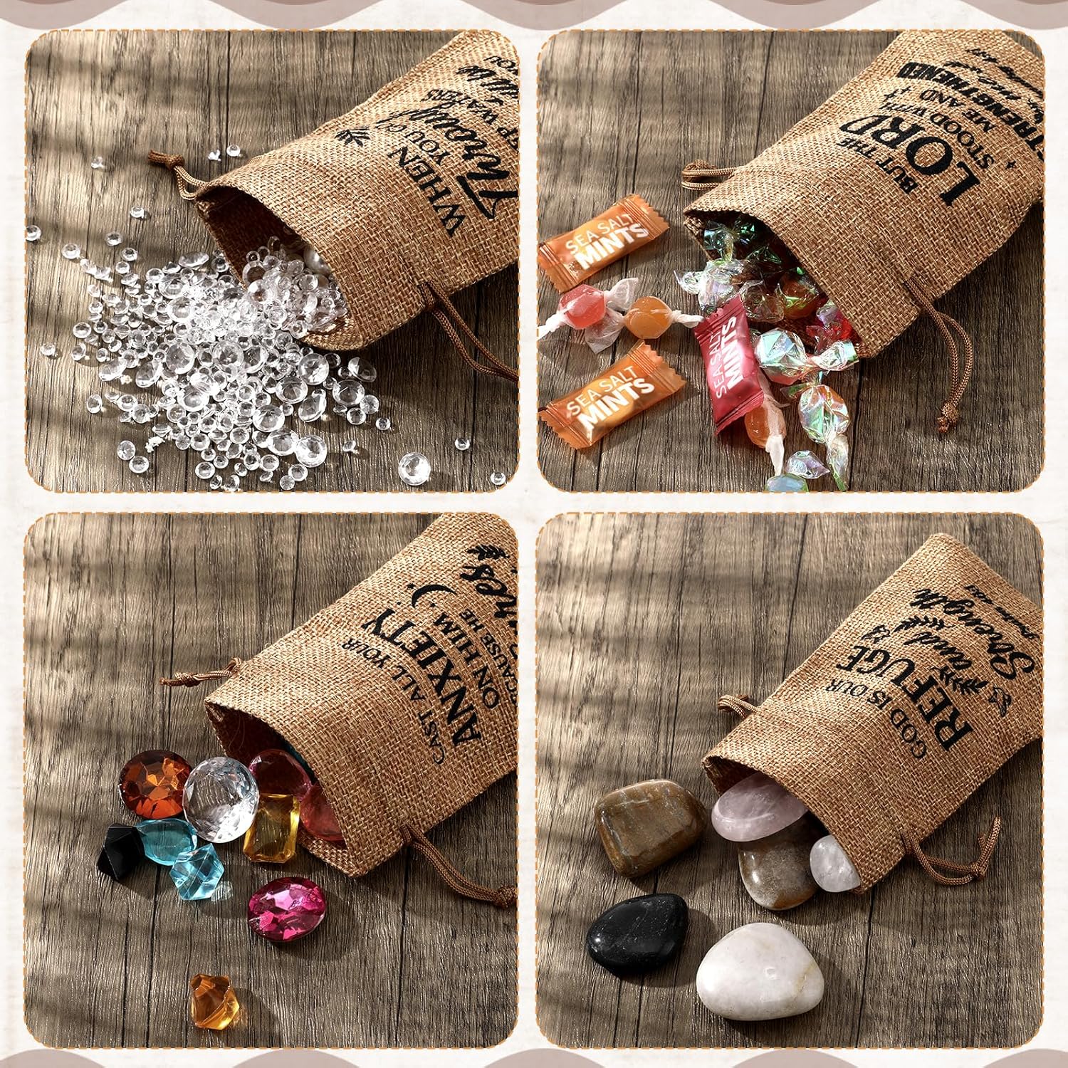 Wesnoy 100 Pcs Religious Gift Bag with Drawstring Bulk 4 x 6 Inch Burlap Christian Candy Gift Bag Small Bible Verse Treat Goody Jewelry Pouch for Baptism Vacation Bible School Church Party Supply - Image 3