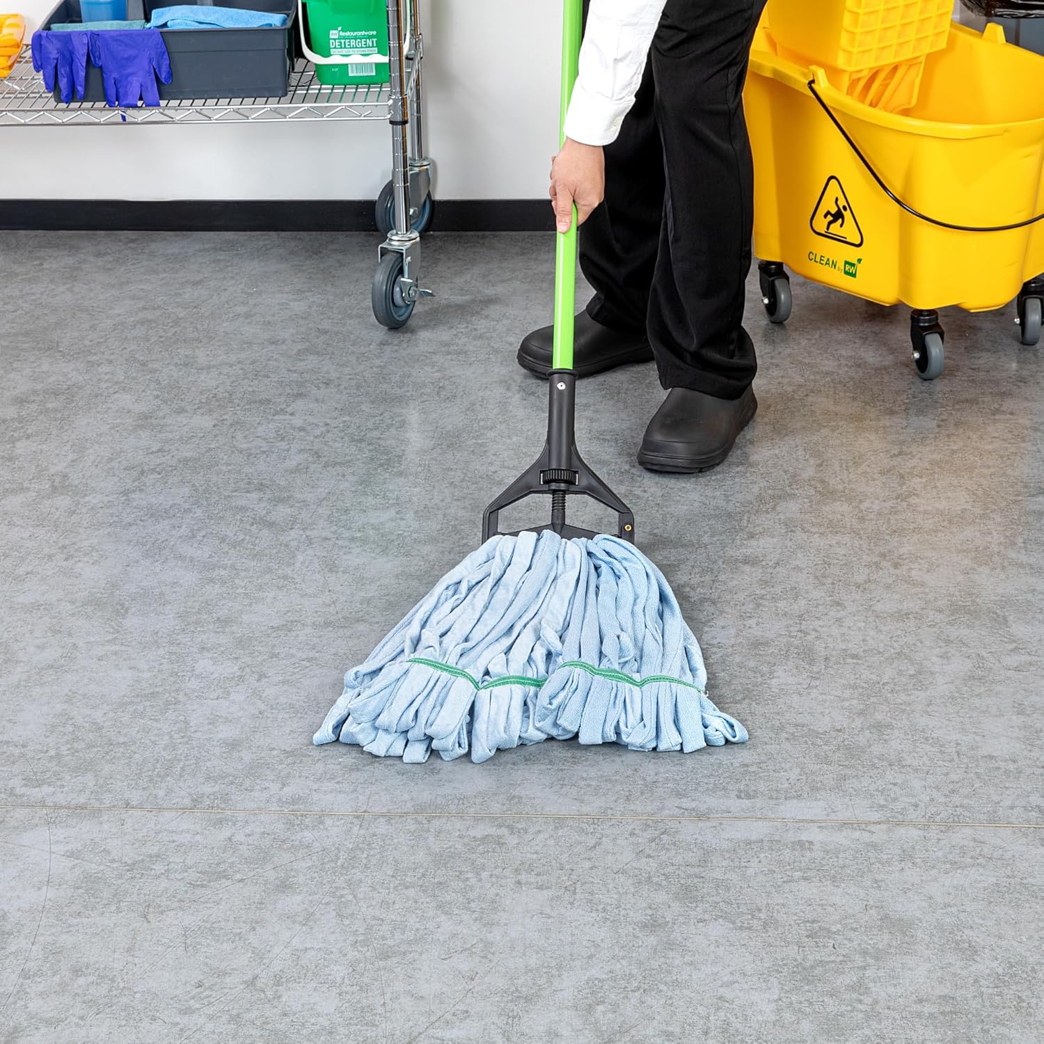 Restaurantware-MOP Head ONLY: Clean Tek Professional 24 Ounce Wet Mop Head, 1 Looped End Refill - Handle Sold Separately, 1.25 Inch Headband, Microfiber Blue, Machine Washable