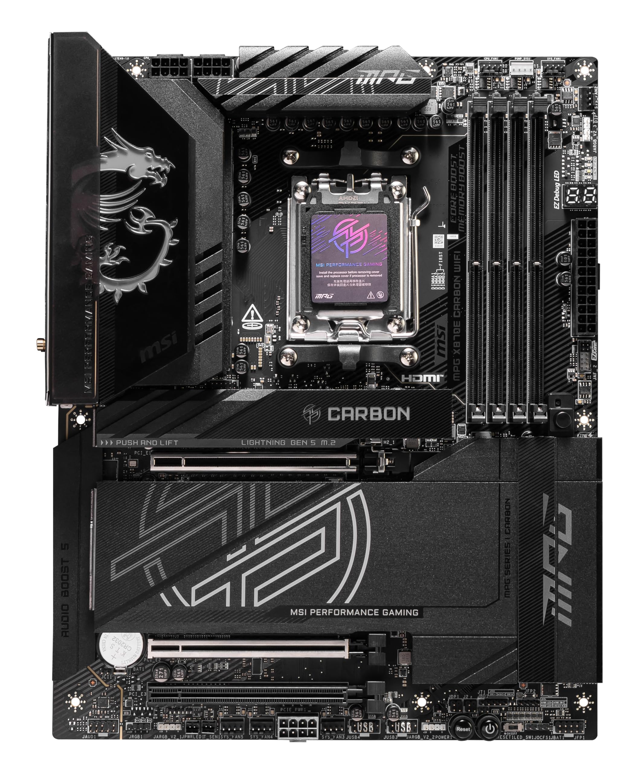 MSI MPG X870E CARBON WIFI X870E Chipset ATX Carte mère MB6589